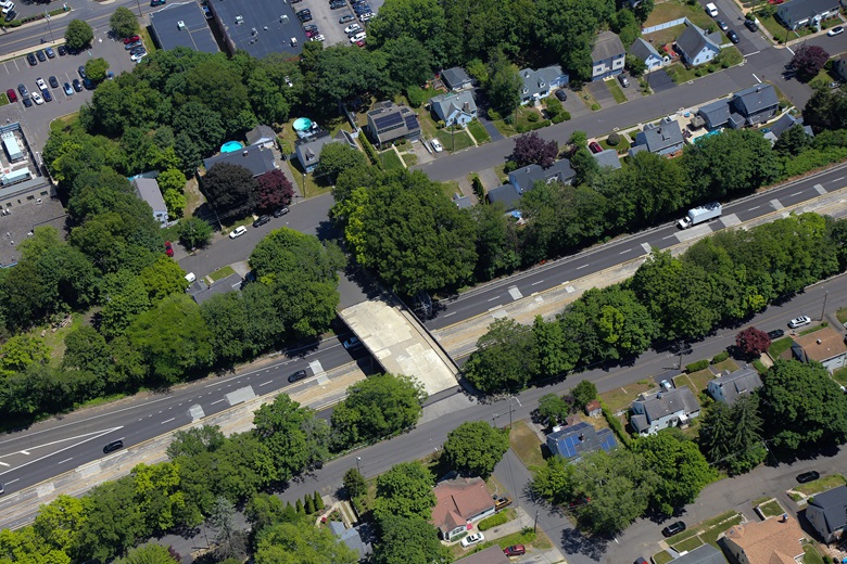 Concrete repair work on Route 8 with bridge over Route 8