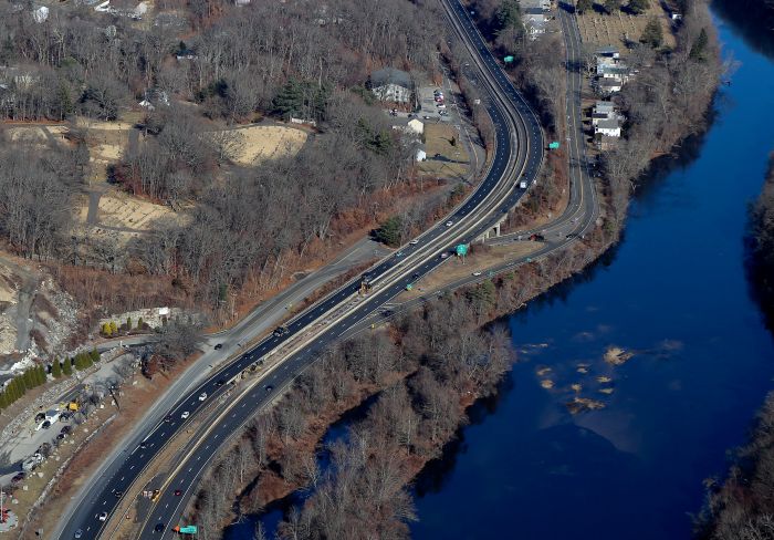 Aerial view of Route 8 by the Naugatuck River, Winter 2025/2026