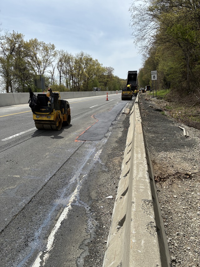 Paving the shoulder on Route 8