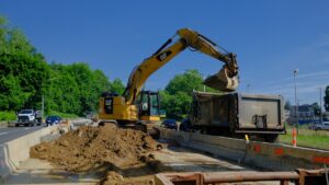 Excavation in the median on Route 8